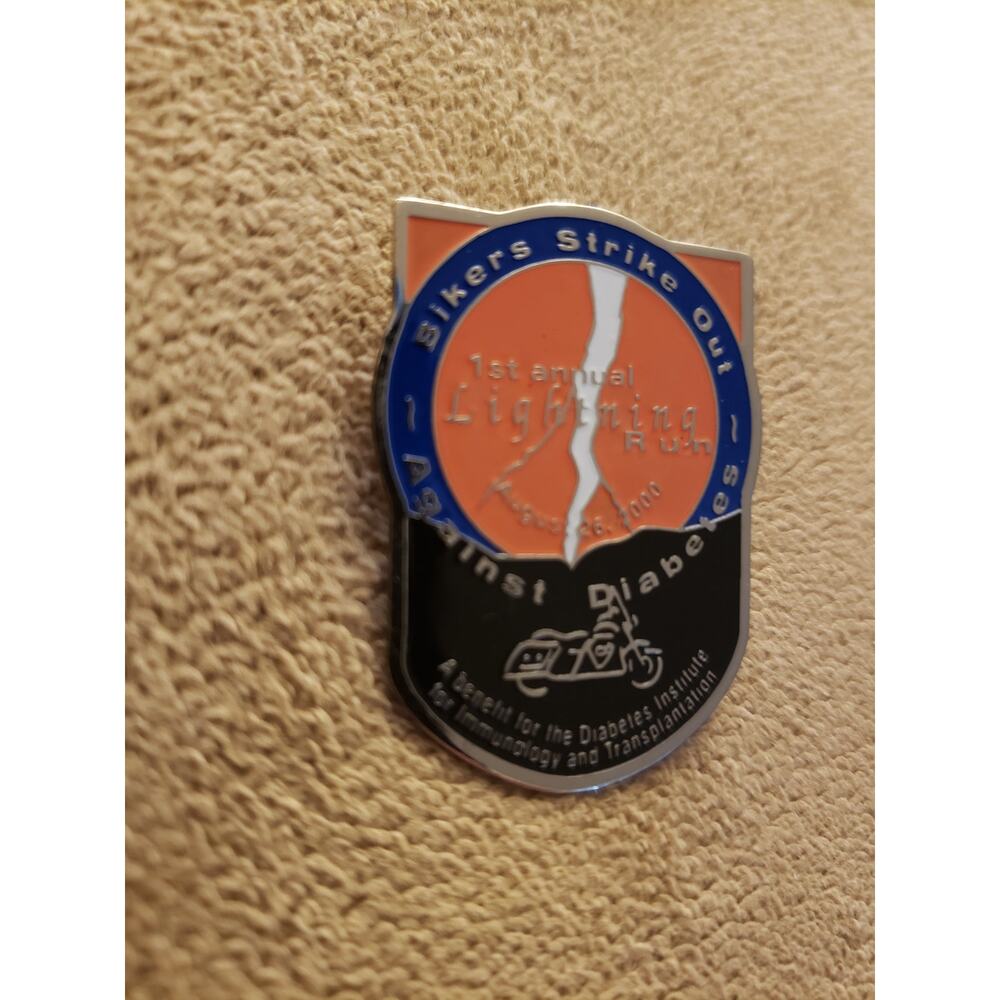Motorcycle Riding Pin - Bikers Strike Out Against Diabetes Pin - Picture 7 of 8